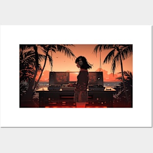 Lofi Girl DJ Beach Sunset Posters and Art